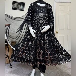 Brand new black linen frocks party wear dress